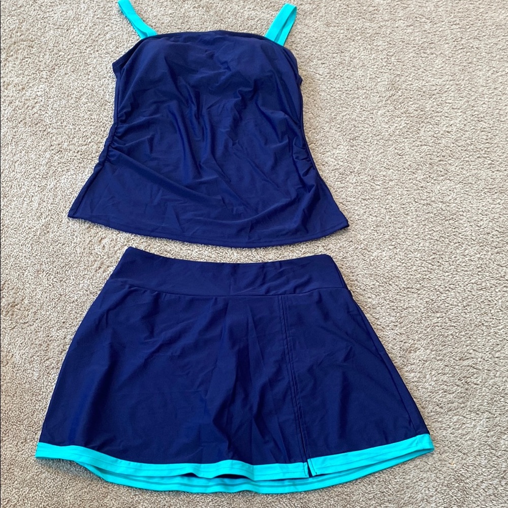Navy and Teal Tankini Set